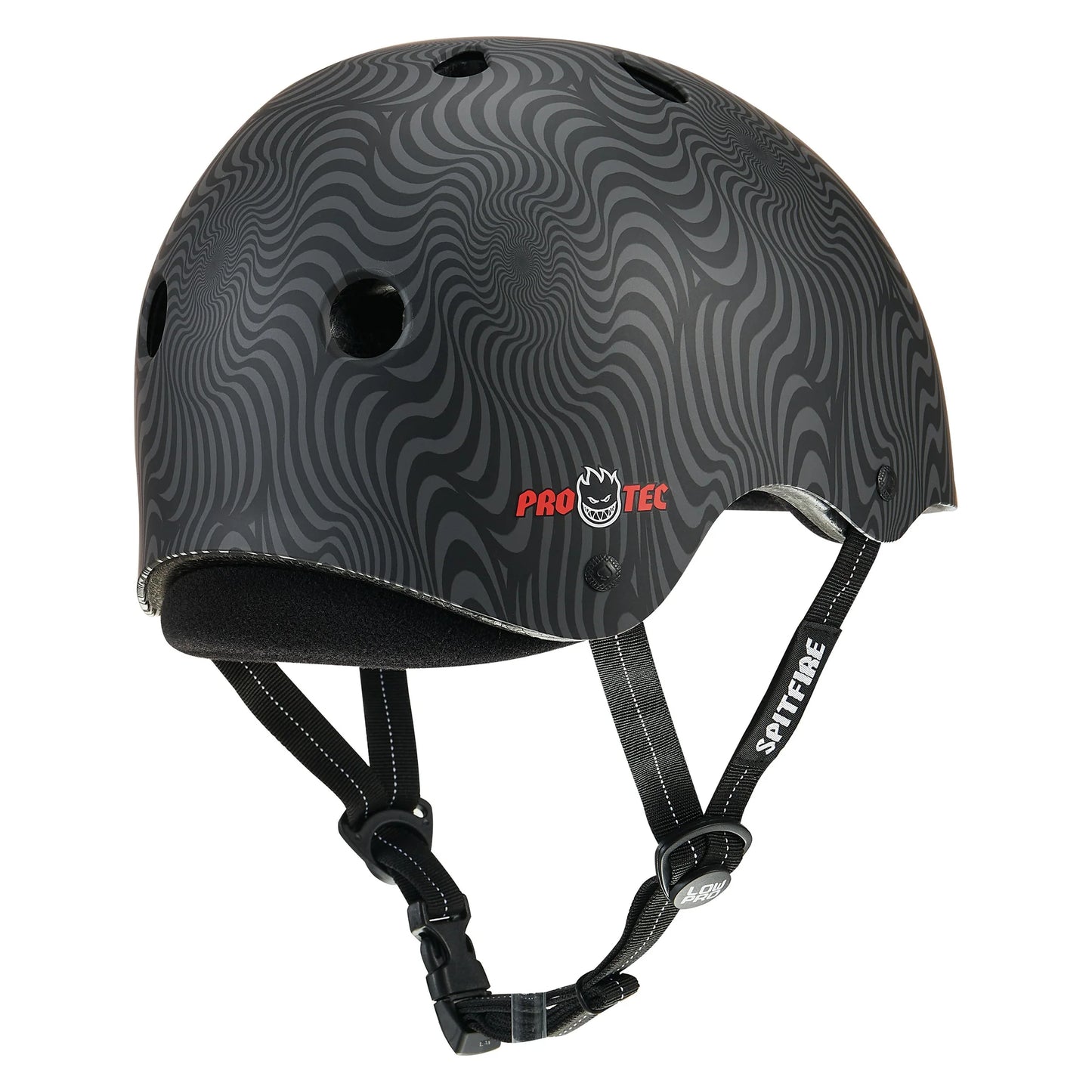 Black patterned helmet with Pro-Tec logo on a white background