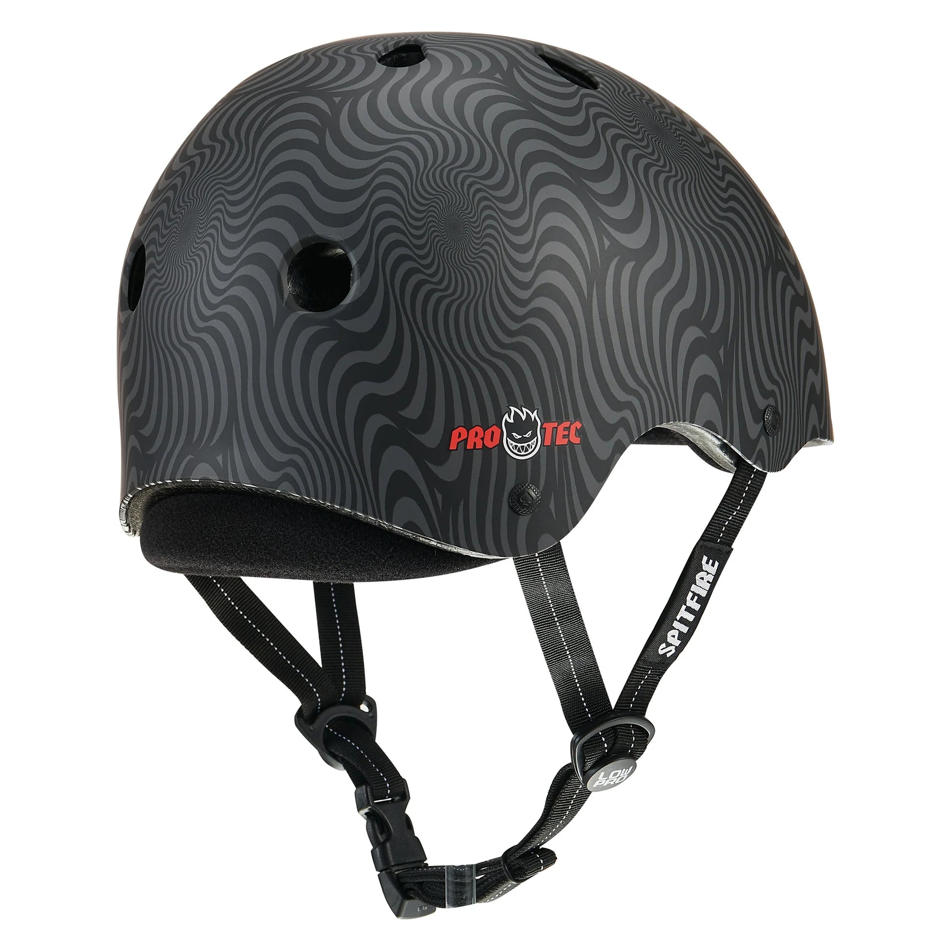 Black patterned helmet with Pro-Tec logo on a white background