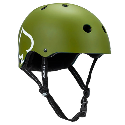 Green helmet with a brand logo on a white background