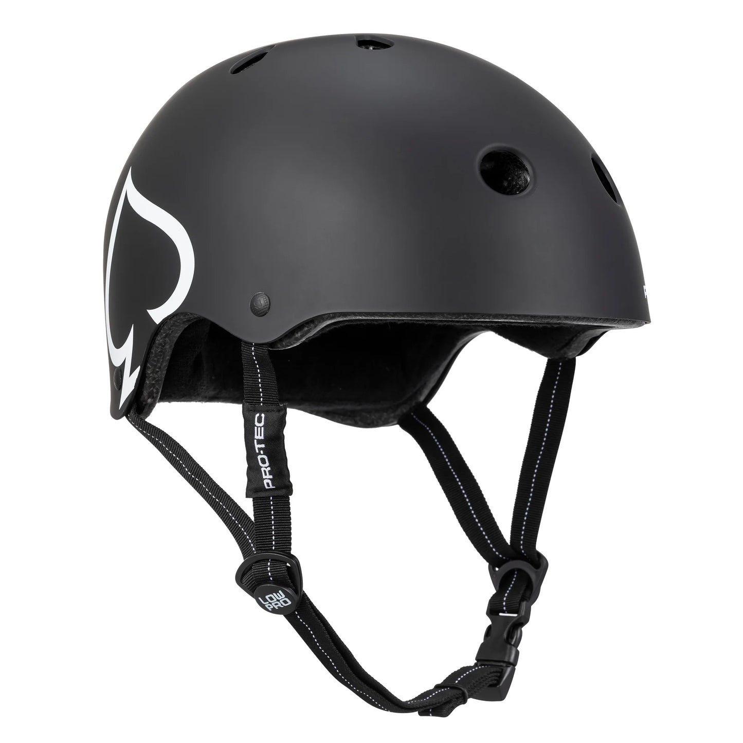 Black helmet with a brand logo on a white background