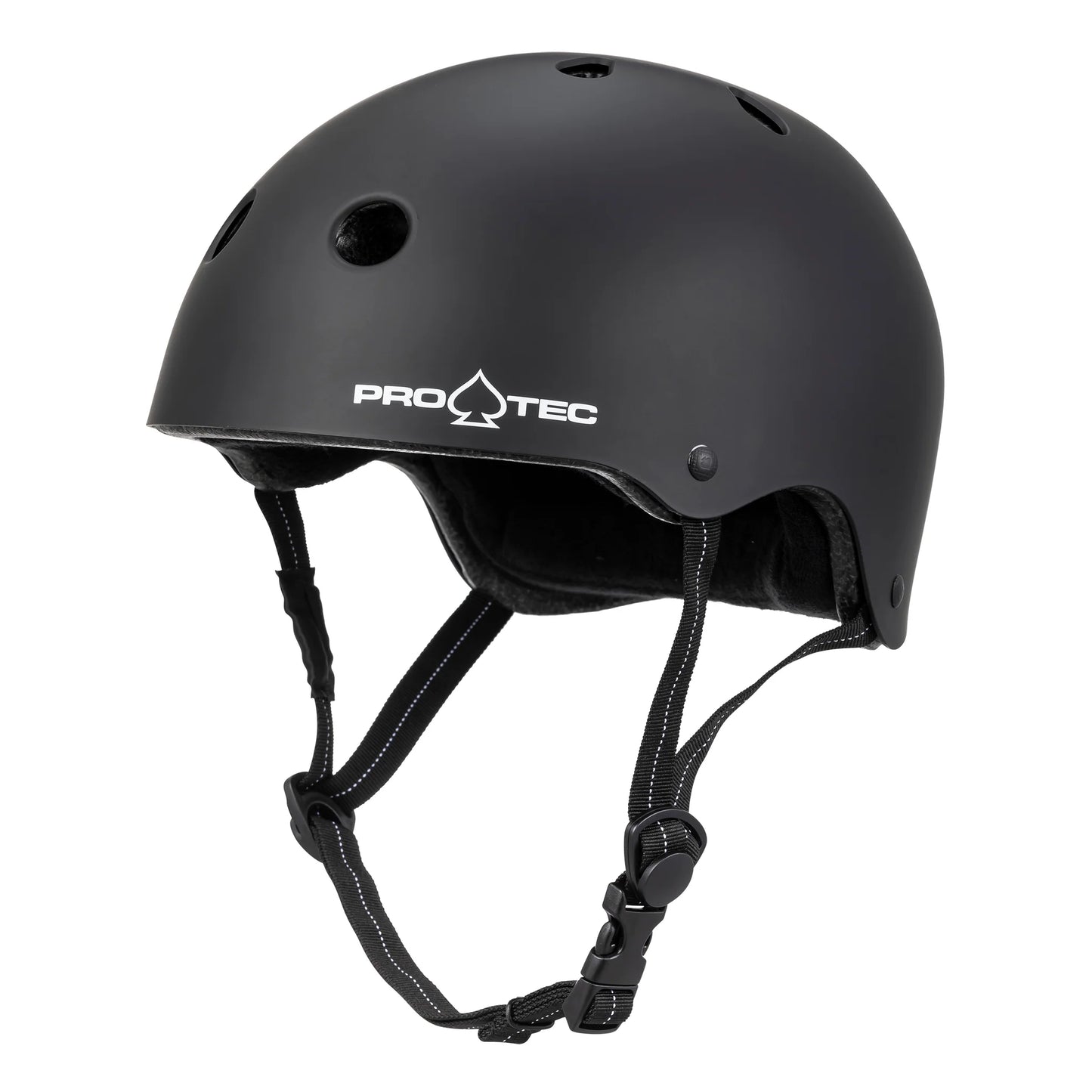 Black helmet with Pro-Tec logo on a white background