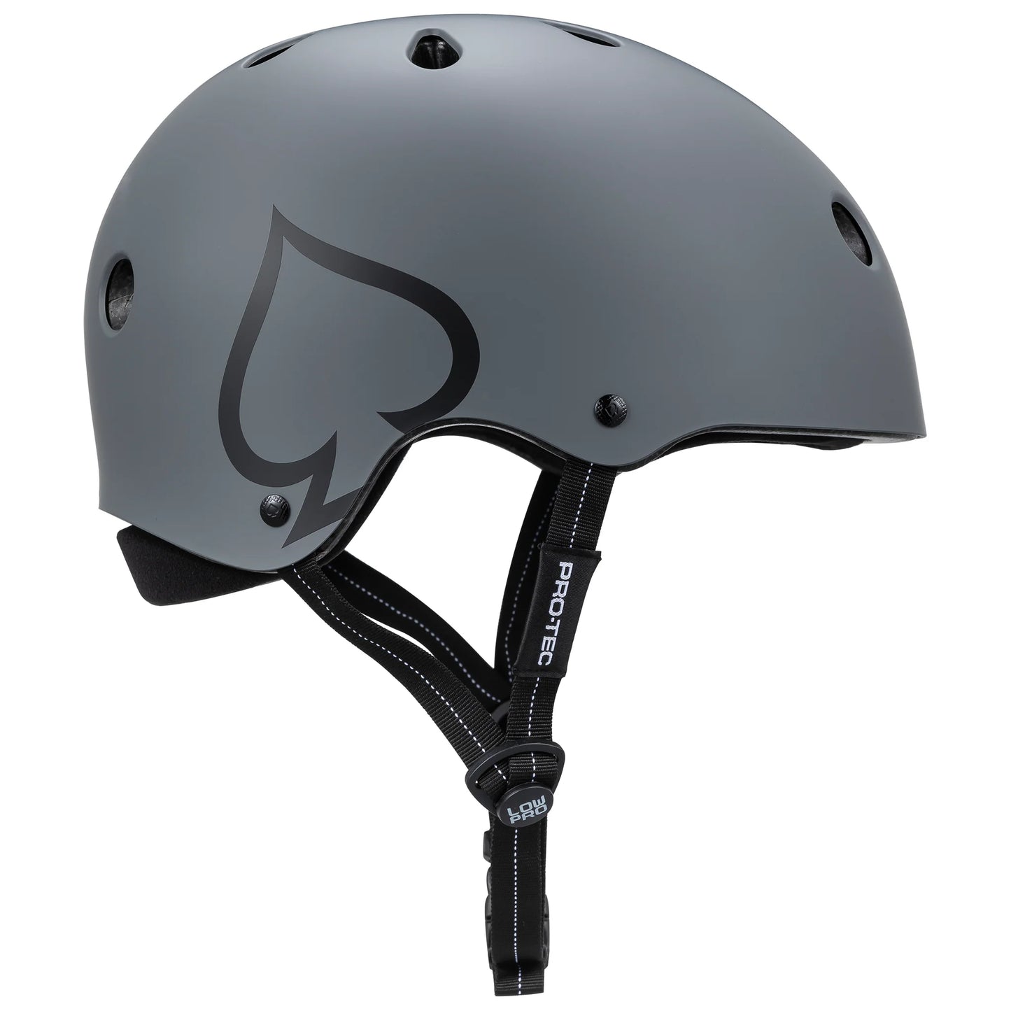 Gray helmet with a logo on a white background
