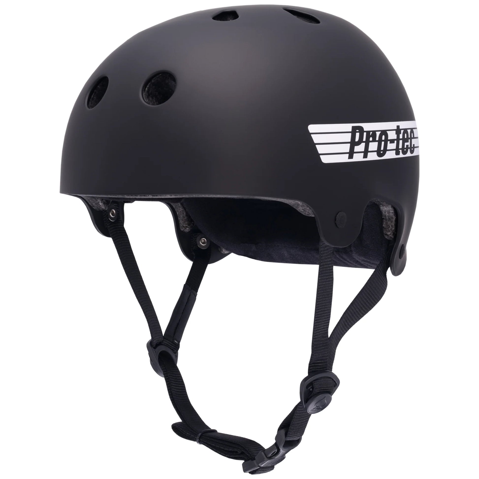 Black helmet with Pro-Tec logo on a white background