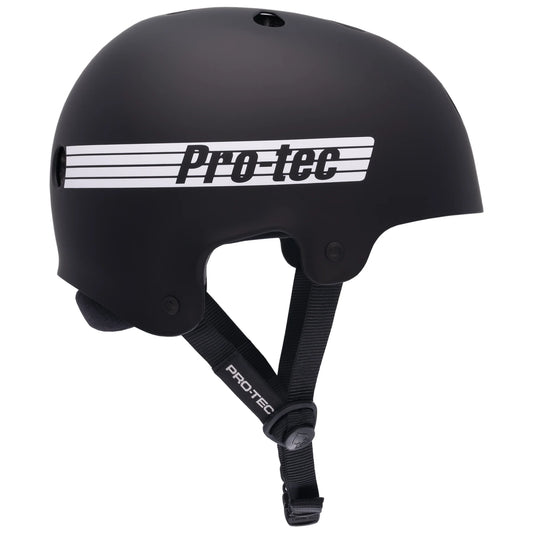 Black helmet with Pro-tec logo on a white background