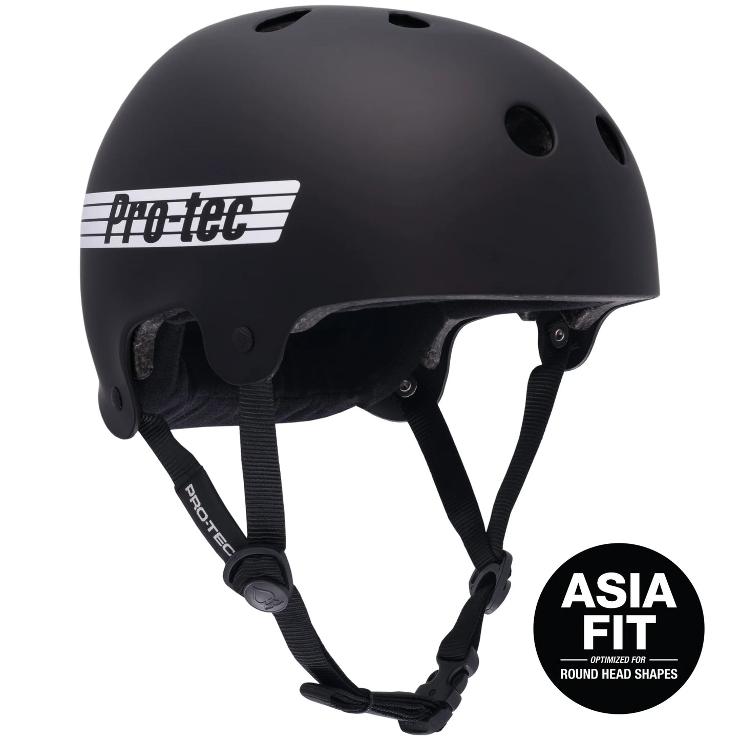 Black helmet with Pro-Tec branding on a white background