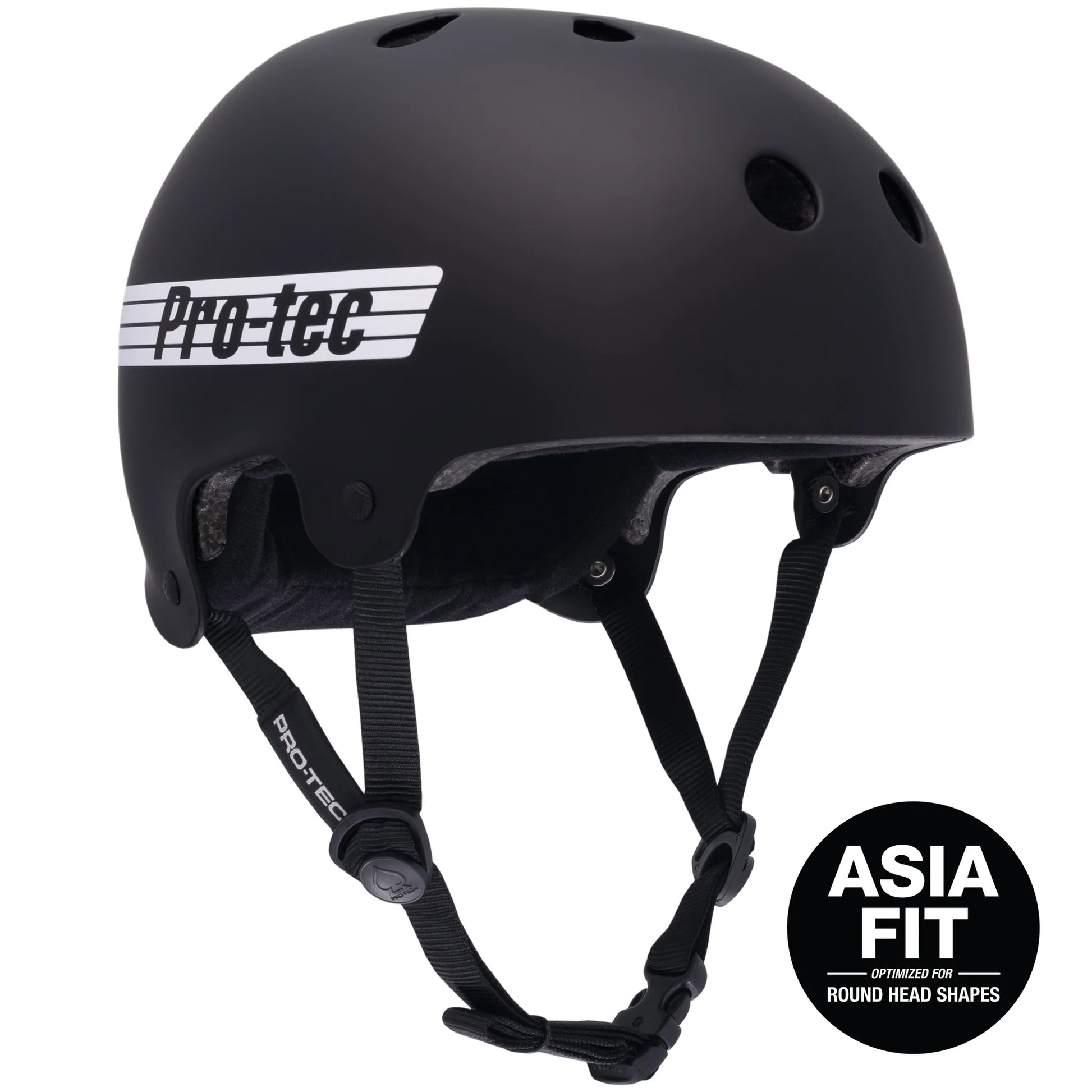 Black helmet with Pro-Tec branding on a white background