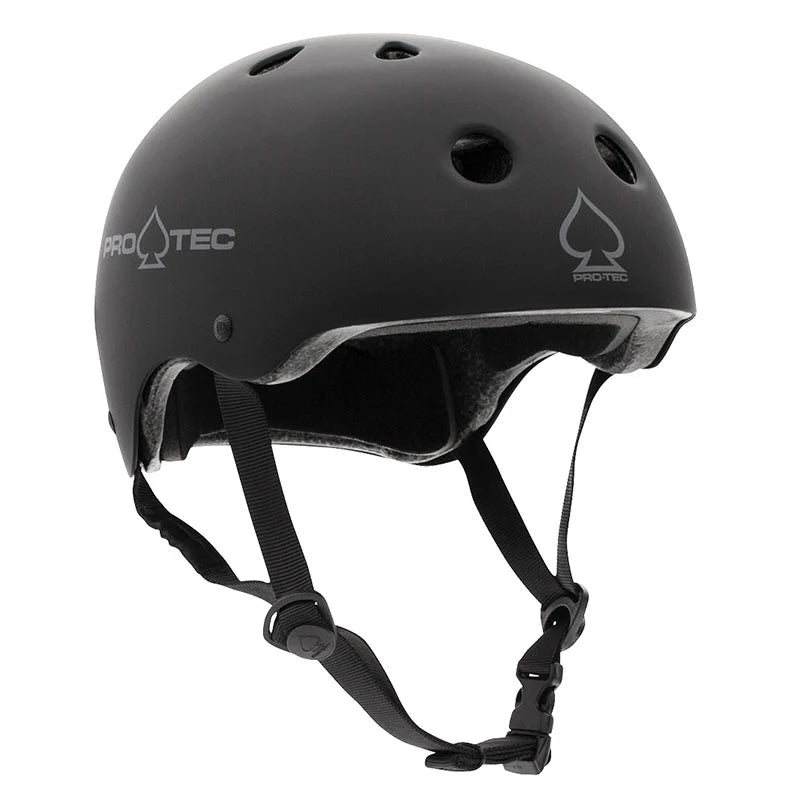 Black helmet with Pro-Tec logo on a white background