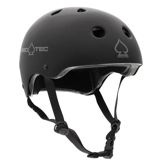 Black helmet with Pro-Tec logo on a white background