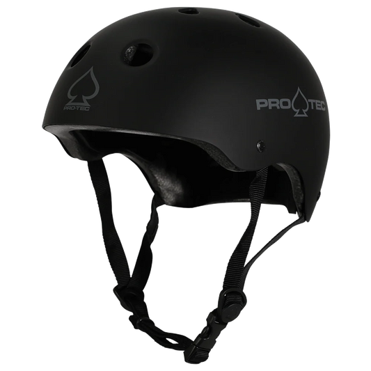 Black helmet with visible Pro-Tec branding on a white background