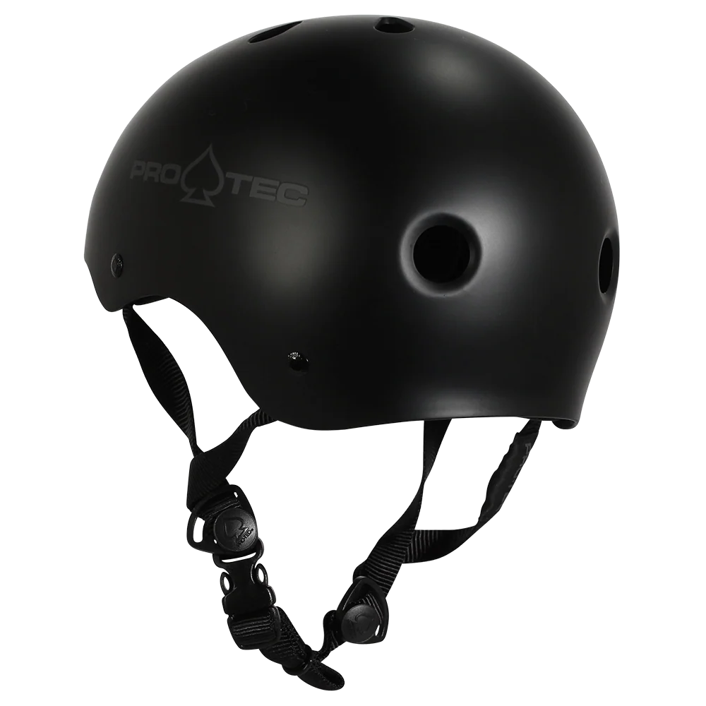 Black helmet with Pro-Tec logo on a white background