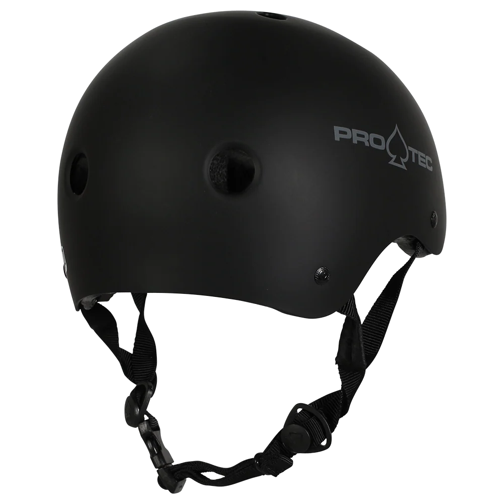 Black helmet with Pro-Tec logo on a white background