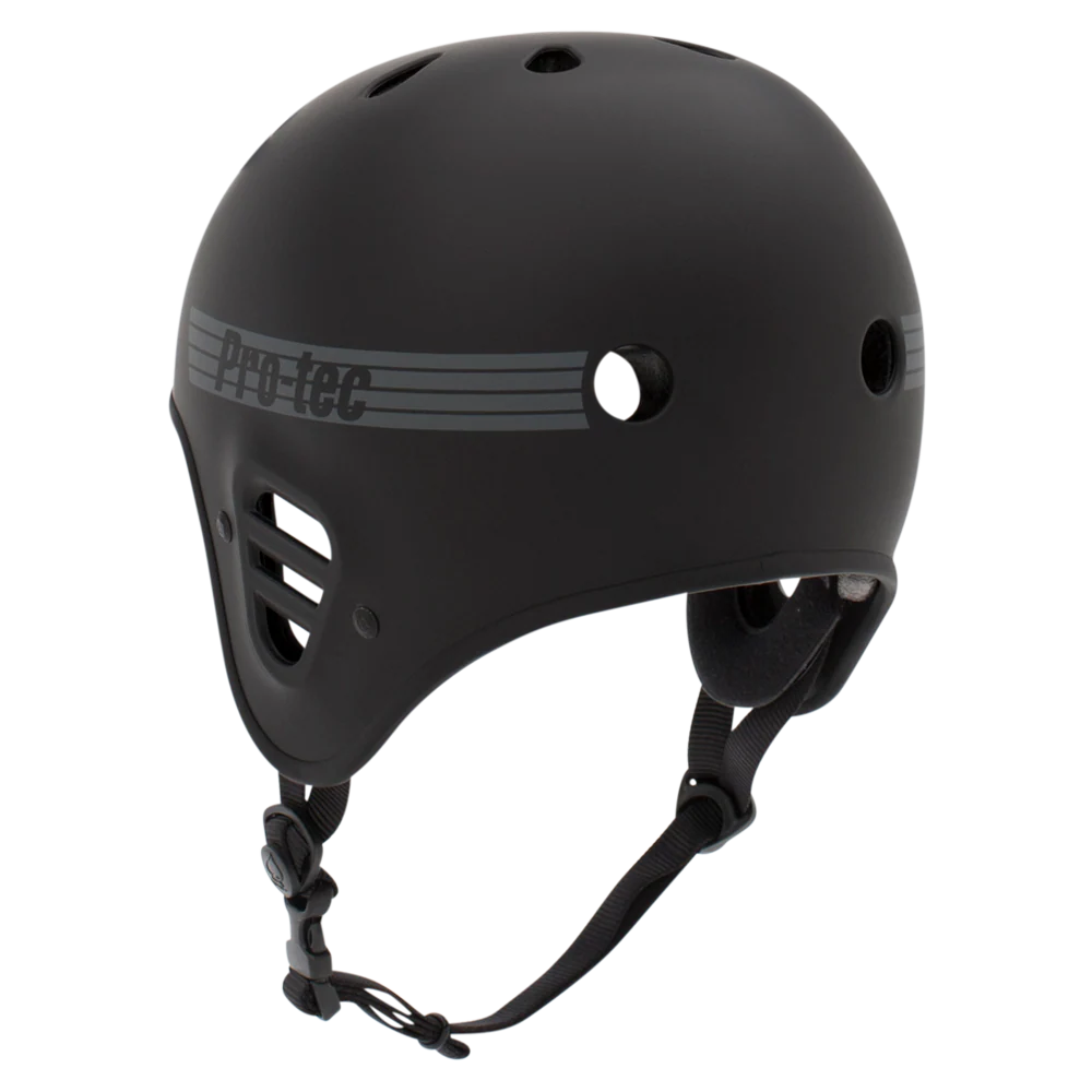 Black helmet with Pro-Tec branding on a white background