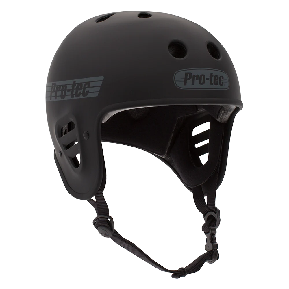 Black helmet with Pro-Tec branding on a white background