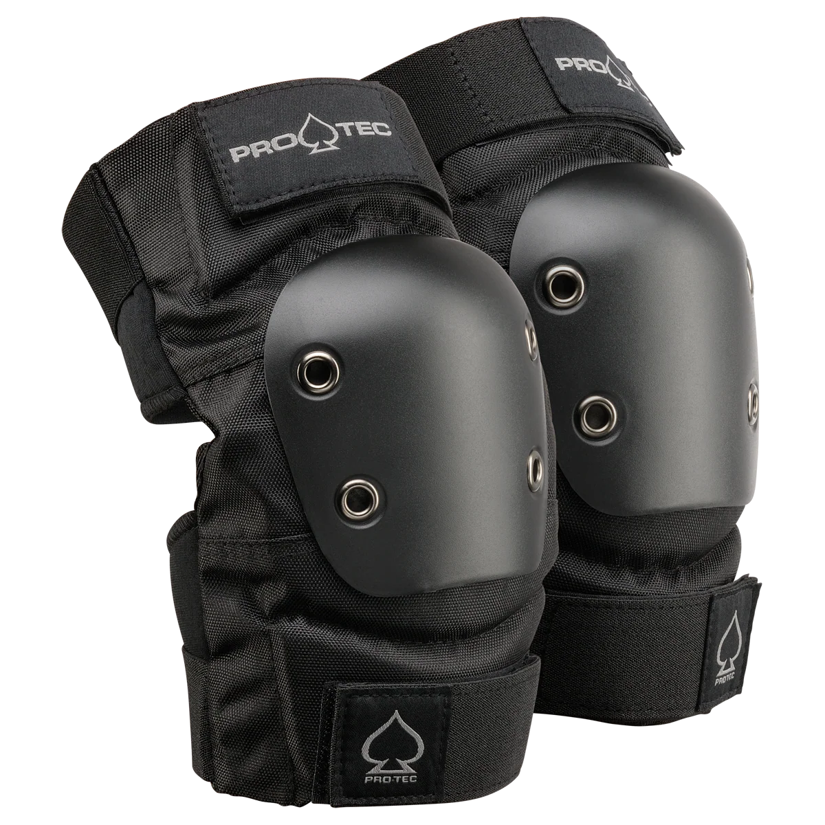 Black elbow pads with Pro-Tec branding on a white background