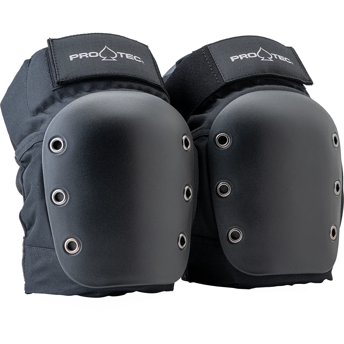 Pair of black knee pads with Pro-Tec branding on a white background