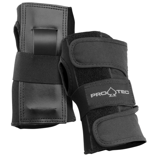 Black wrist guards with ProTec logo on a white background
