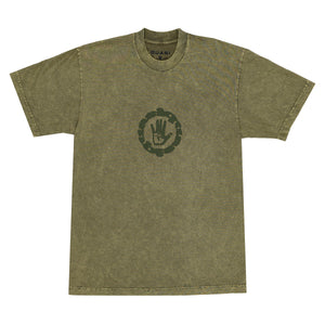 QUASI SKATEBOARDS ARTIFACT TEE SHIRT ACID ARMY SELECT SKATE SHOP HOUSTON TEXAS ■ Midweight 6.5oz Cotton Jersey ■ Garment Dyed ■ Mineral Washed ■ High Raise Puff Print ■ 100% Cotton ■ Made in USA  Acid Army Green