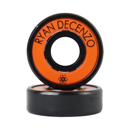 Two skateboard wheels with 'Ryan Decenzo' branding on an orange and black background.