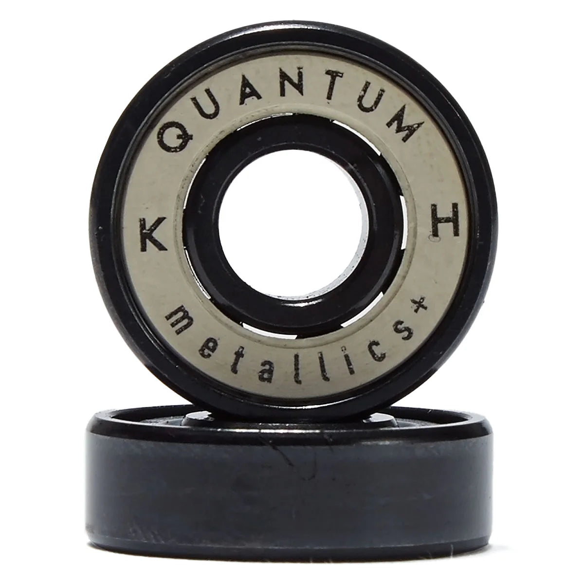 Two black bearings with 'Quantum' and 'K' branding on a white background