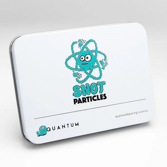 White rectangular container with 'Snot Particles' and 'Quantum' branding on a gray background