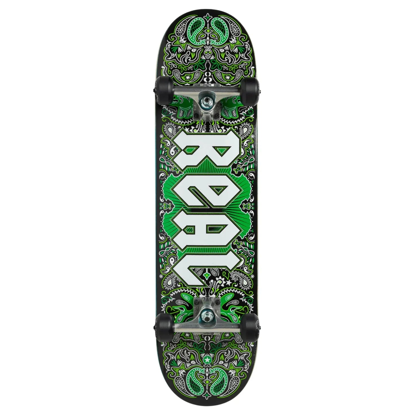 Skateboard deck with 'Real' branding on a white background