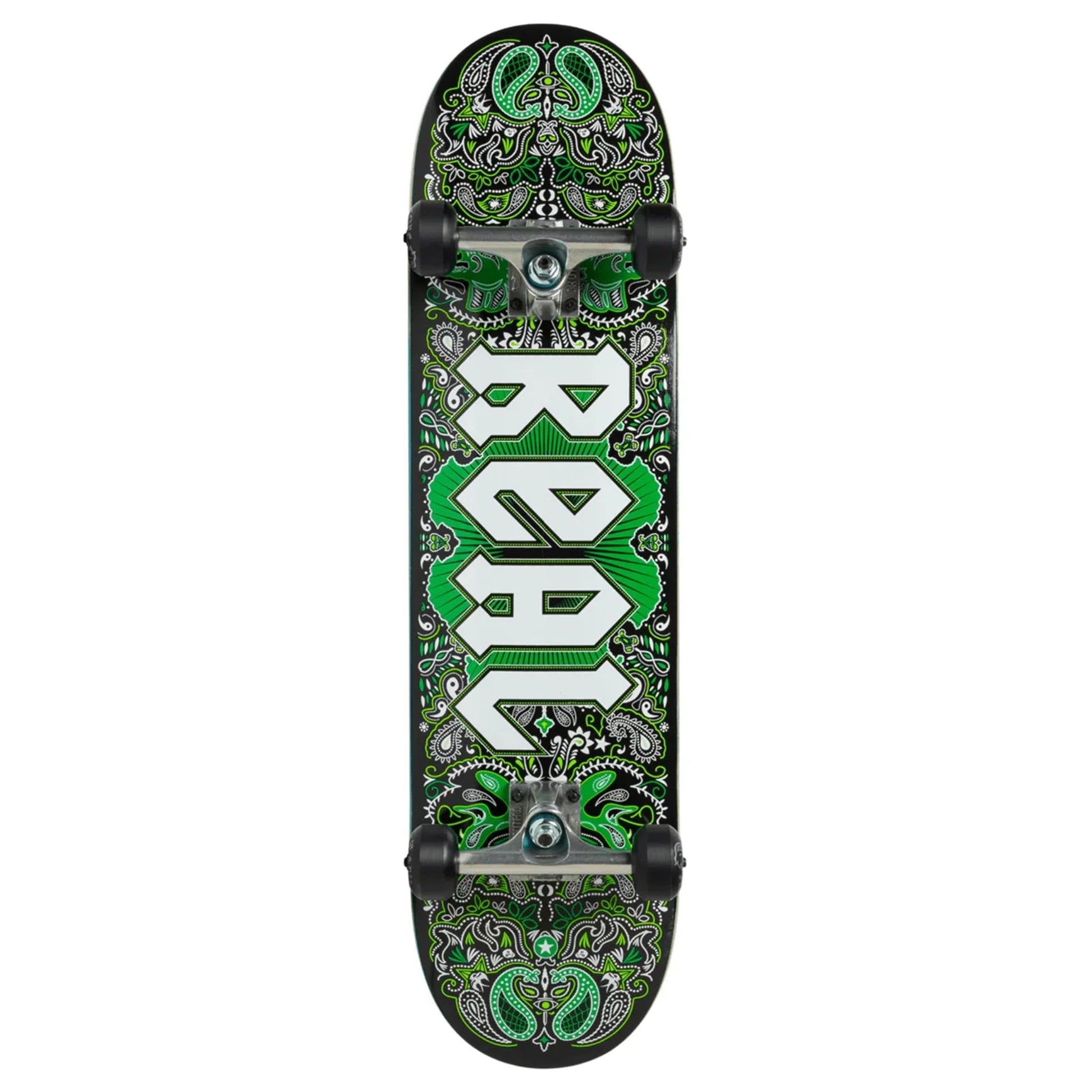 Skateboard deck with 'Real' branding on a white background