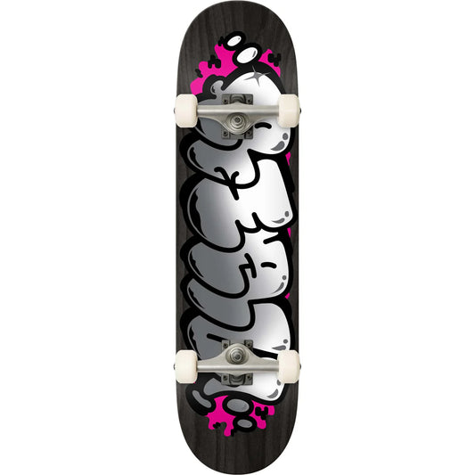Skateboard with a cartoon character design on a white background