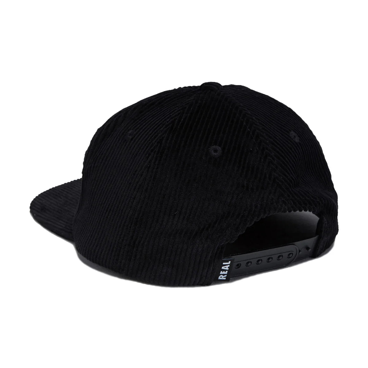 Black corduroy cap on a white background