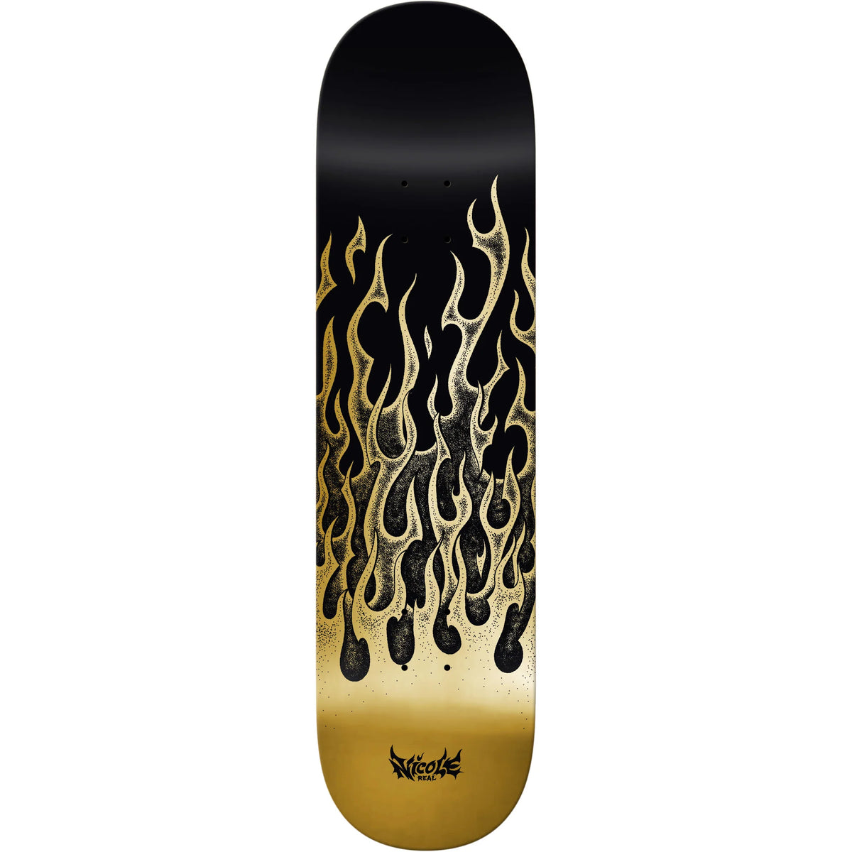 Real Skateboard Deck Hause Flames Redux Twin Nose Gold 8.25