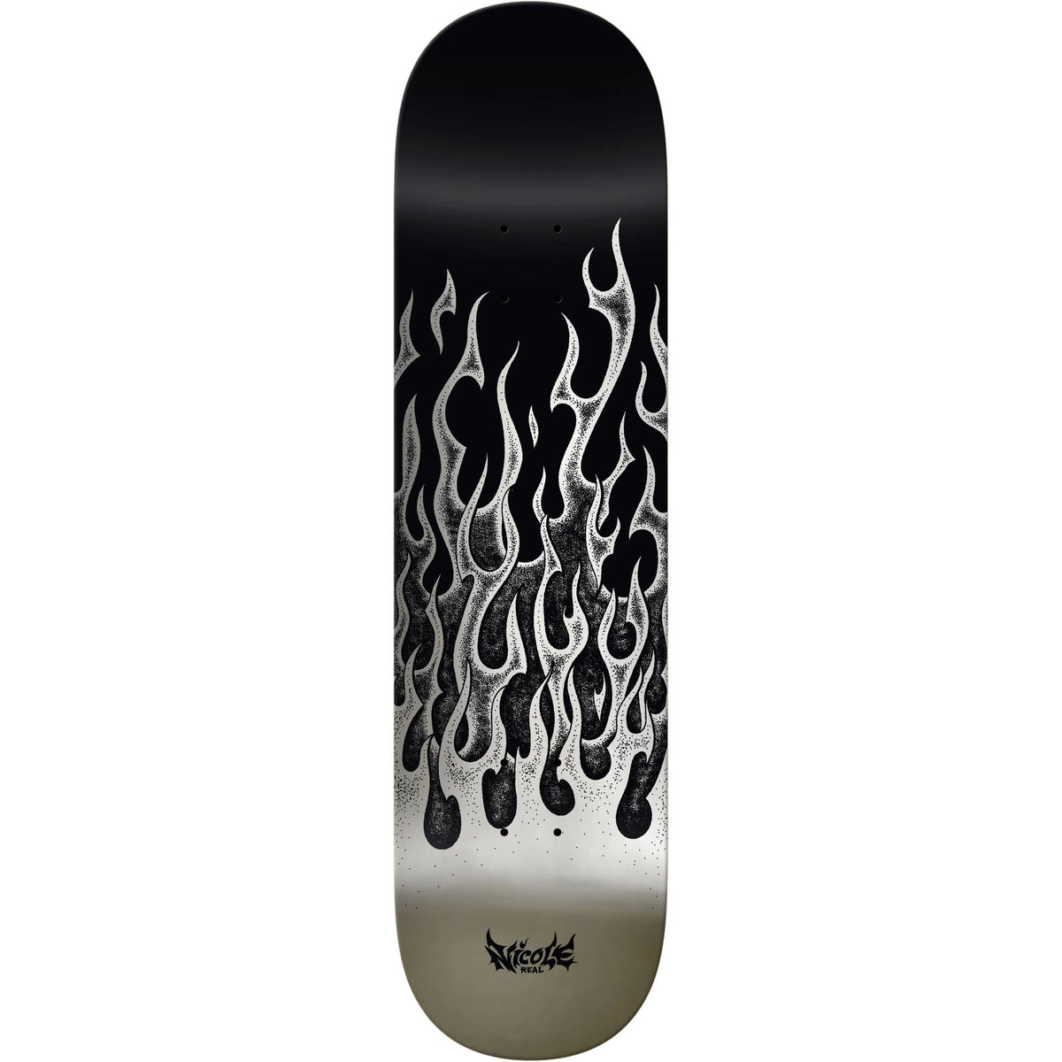 Real Skateboard Deck Hause Flames Redux Twin Nose Silver 8.5
