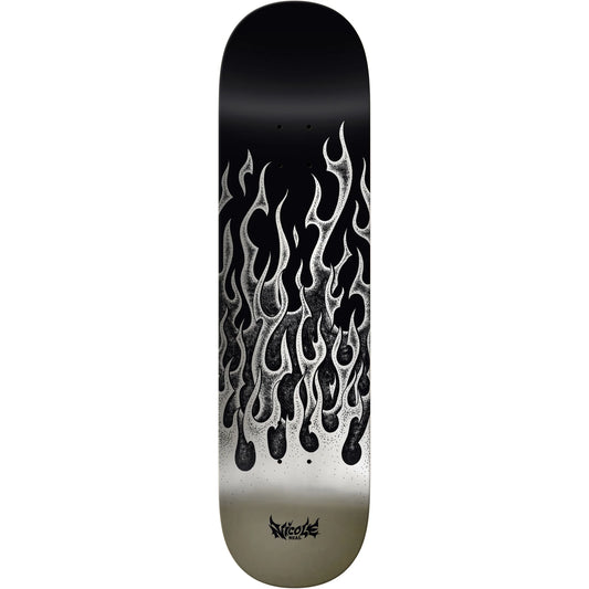 Real Skateboard Deck Hause Flames Redux Twin Nose Silver 8.5