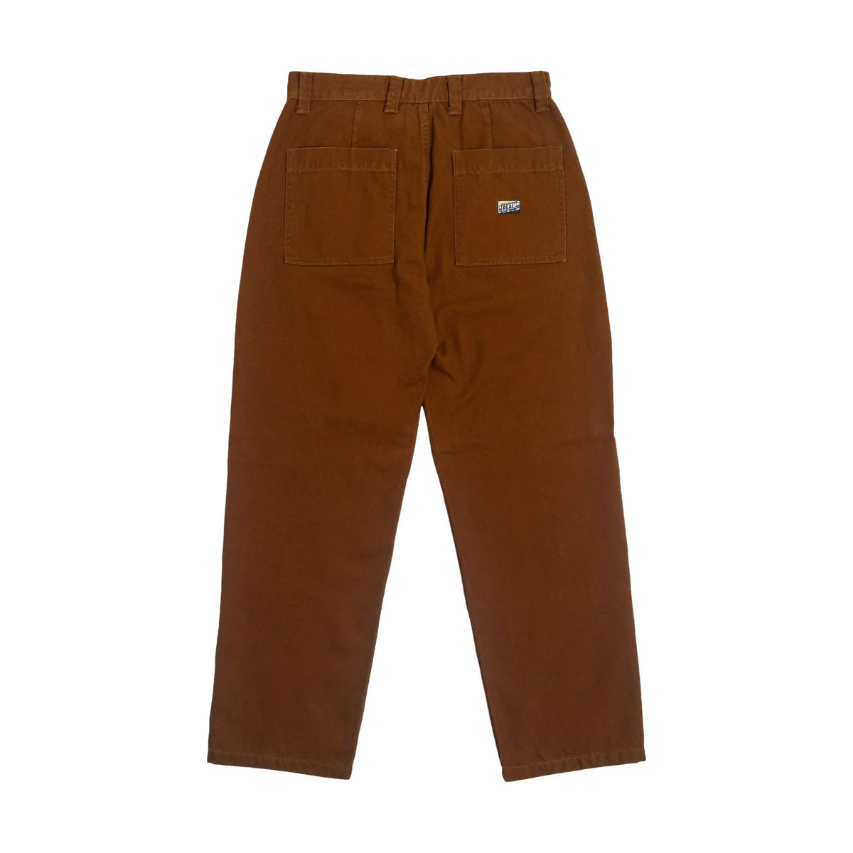 Brown pants with a small logo on a white background