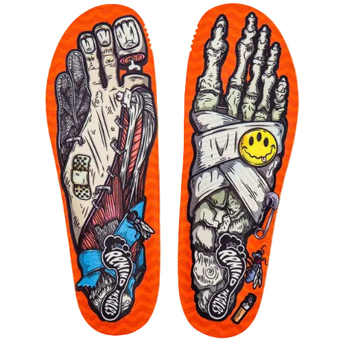 Colorful insole with detailed artwork on an orange background