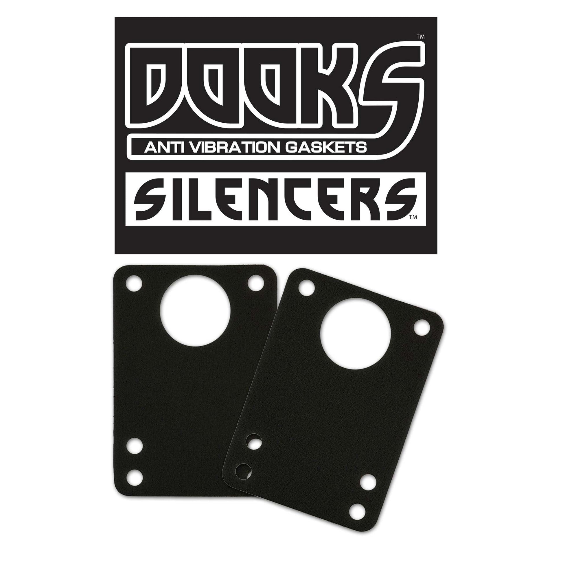 Two black anti-vibration gaskets with 'Dooks' branding on a white background