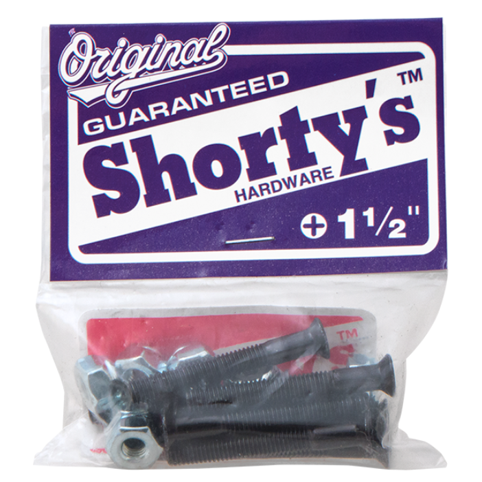 Bag of hardware with 'Shorty's' branding on a white background
