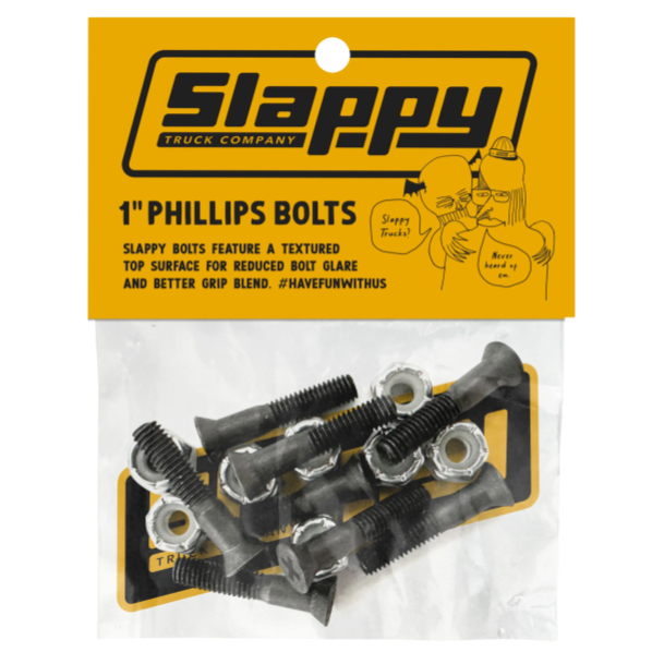 Pack of Slappy Phillips bolts with packaging on a white background