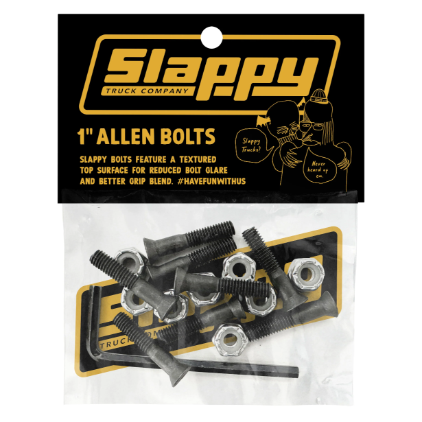 Pack of Slappy Allen bolts in packaging on a white background