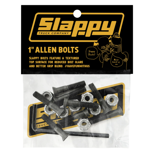 Pack of Slappy Allen bolts in packaging on a white background