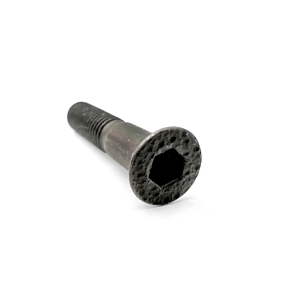 Black metal cylindrical object on a white background