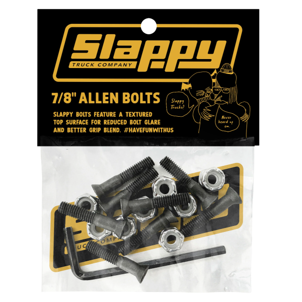 Pack of Slappy Allen bolts with packaging on a white background