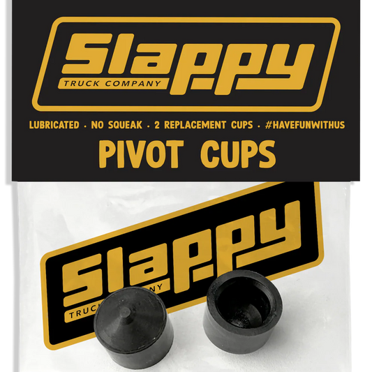 Slappy Pivot Cups packaging with two black pivot cups on a white background