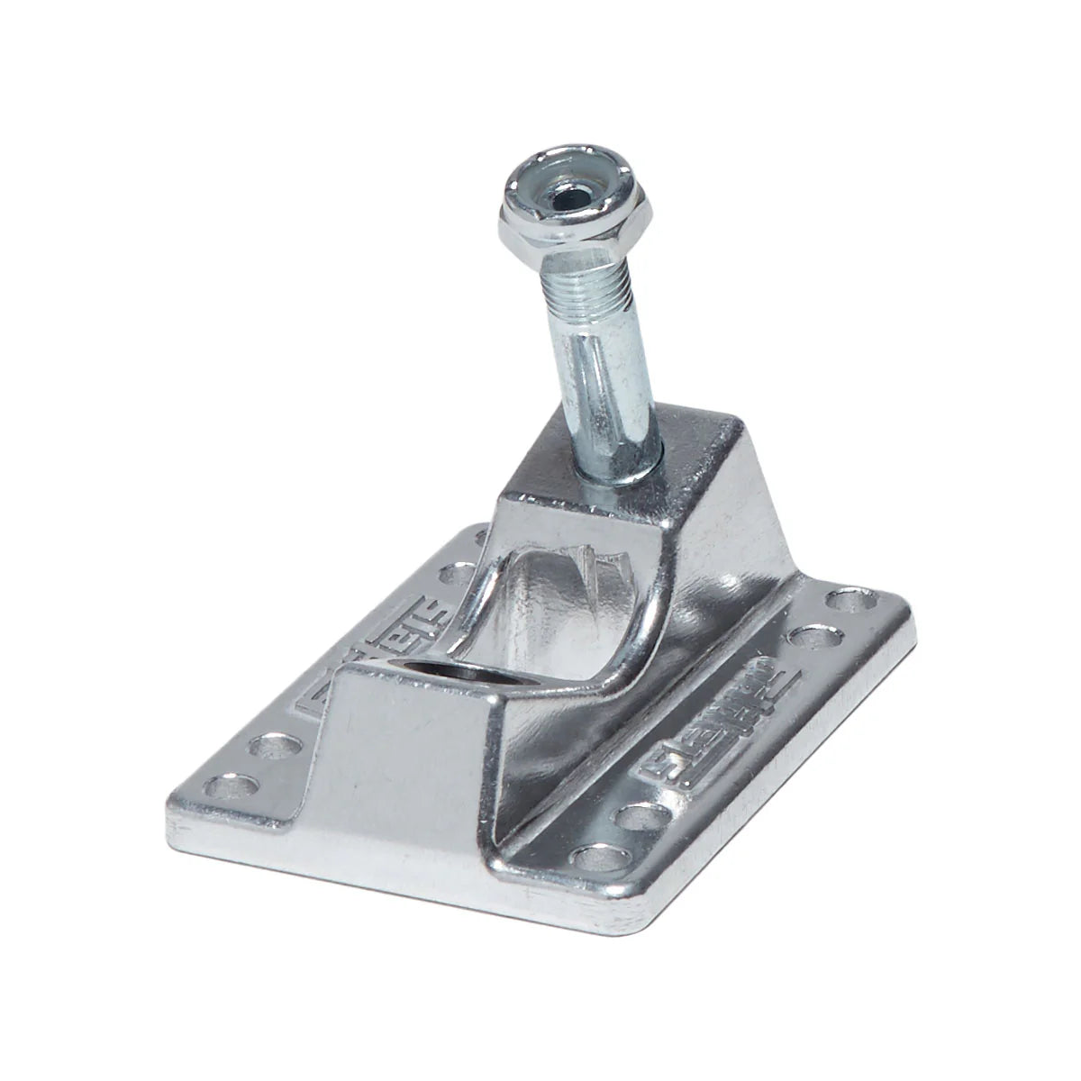 Metal truck base with a bolt on a white background
