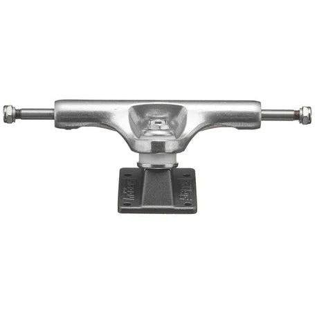 Metallic skateboard truck on a white background