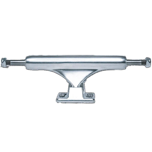 Chrome skateboard truck on a white background