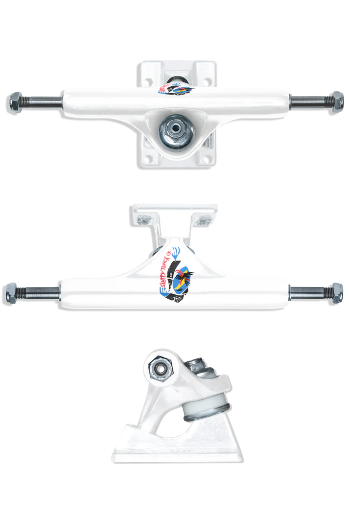Skateboard truck assembly on a white background