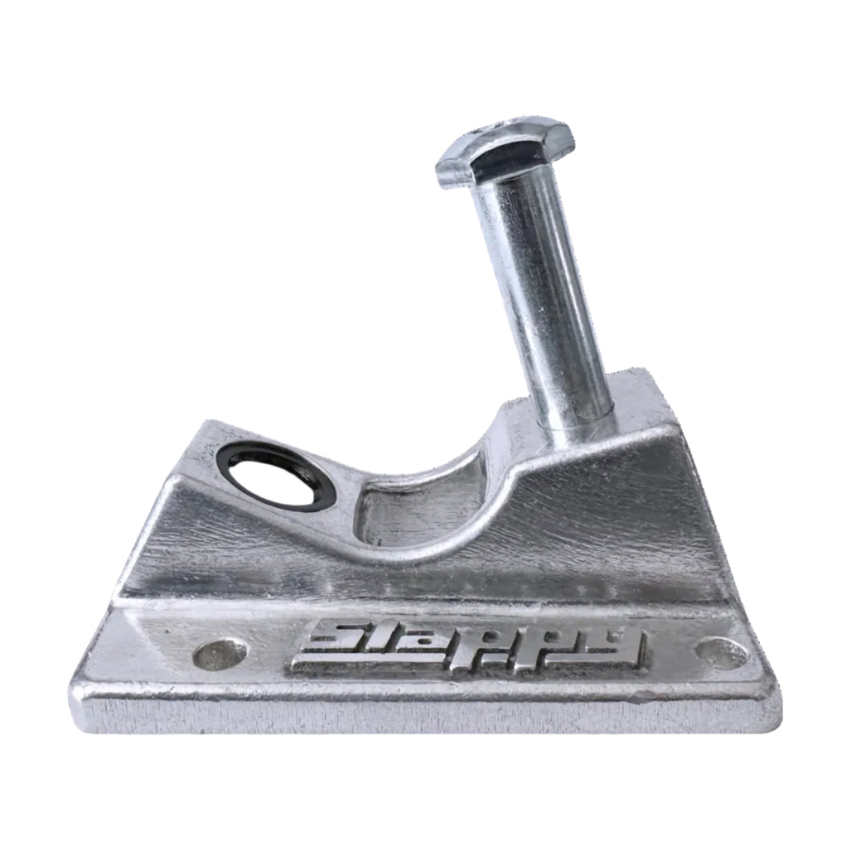 Metal component with 'Steppin' branding on a white background