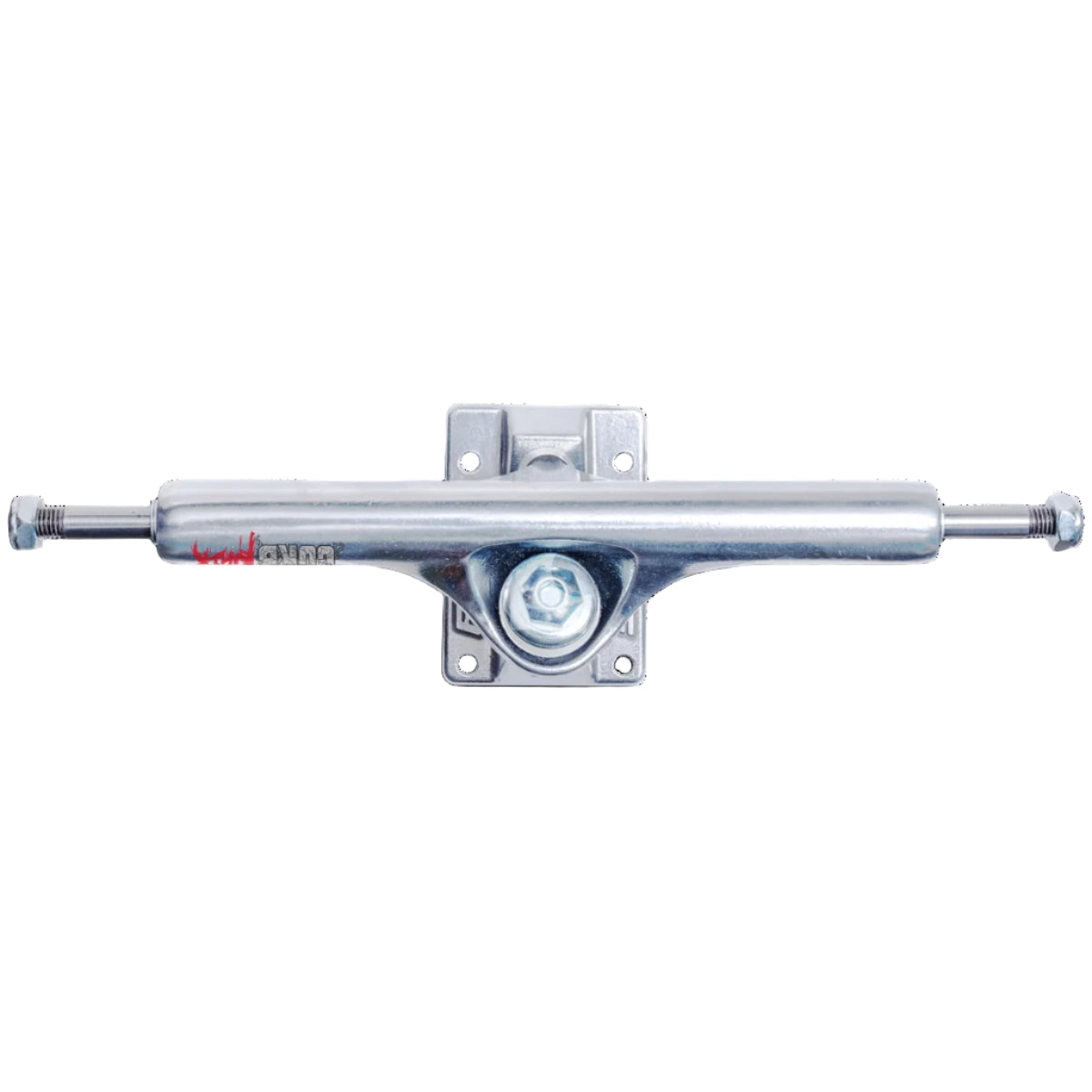 Metal skateboard truck on a white background