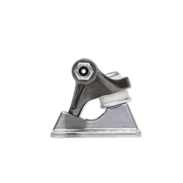 Metallic skateboard truck on a white background