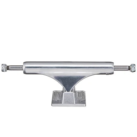 Silver skateboard truck on a white background