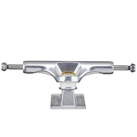 Metallic skateboard truck on a white background
